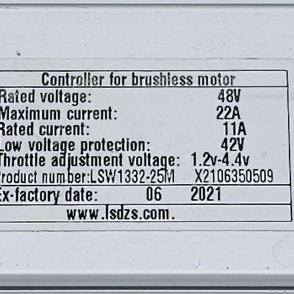 Controller Bisek Brushless Rear Motor 48V