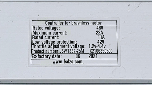 Controller Bisek Brushless Rear Motor 48V